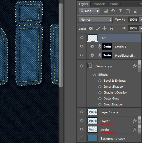 как сделать текстуру джинсы